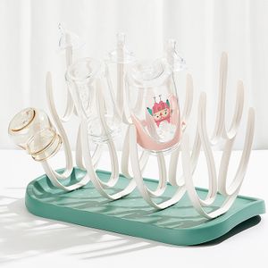 BPA-Free Eco-Friendly Double Milk Bottle Drying Rack Popular Style Fast Flow Multifunctional Cartoon PP Rack Baby Bottles