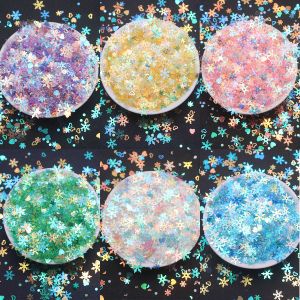 500g Winter Themed 4-9mm Snowflake Sequins Glitter Mixed Hearts and Hollow Hearts DIY Crafts Accessories