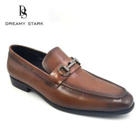 Dreamy Stark hot selling Elegant flat Genuine brown Leather loafers casual slip-on Men dress shoe