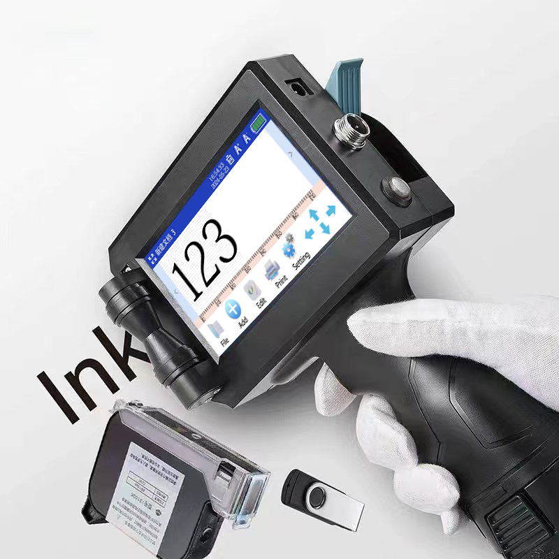 TIJ 12.7mm mineral water bottle expiry date printing machine Packaging handheld inkjet printer with positioning plate