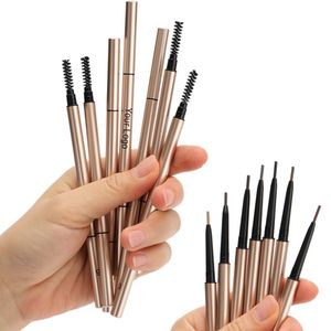 15MM Thin Eyebrow Pencil Private Label Custom Brown Black With Brush Eye Makeup Waterproof Long Lasting Vegan Brow Pencil
