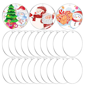 Liangyou Household (jinhua) Co., Ltd Wholesale 1.9*1.9 Inch Circle Acrylic Blanks Clear Vinyl Discs Keychain Hole DIY Christmas Ball Tree Ornaments Art Crafts