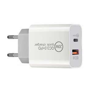 Hot QC3.0 USB C Charger 20W Dual Port Fast Charging Wall Charger USB C Power Adapter Charge Block Mobile Phone Fast Charging