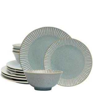 Food Safe Reactive Blue Ceramic Dinnerware Set Classic Porcelain Dinnerware Sets