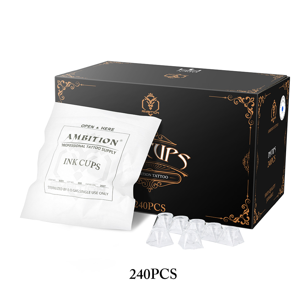Ambition 240Pcs/box 1.2ml E.O.GAS Sterilized Plastic Disposable Tattoo Ink Cups Tattoo Accessories