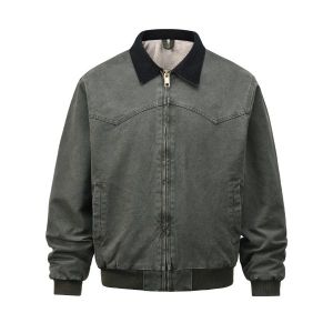 hot sale  ins styles  with heavy weight washed cargo jacket lapel lamb wool jacket denim jacket casual outdoor trucker coat
