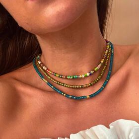 Women Fashion Jewelry Handmade Simple Boho Color Beads Necklace Choker Jasper Stone Necklaces
