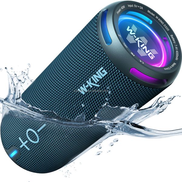 Original W-KING D320 Fabric Cover Outdoor LED light Wireless Heavy Bass IPX7 Waterproof Speakers electronic gadgets support APP
