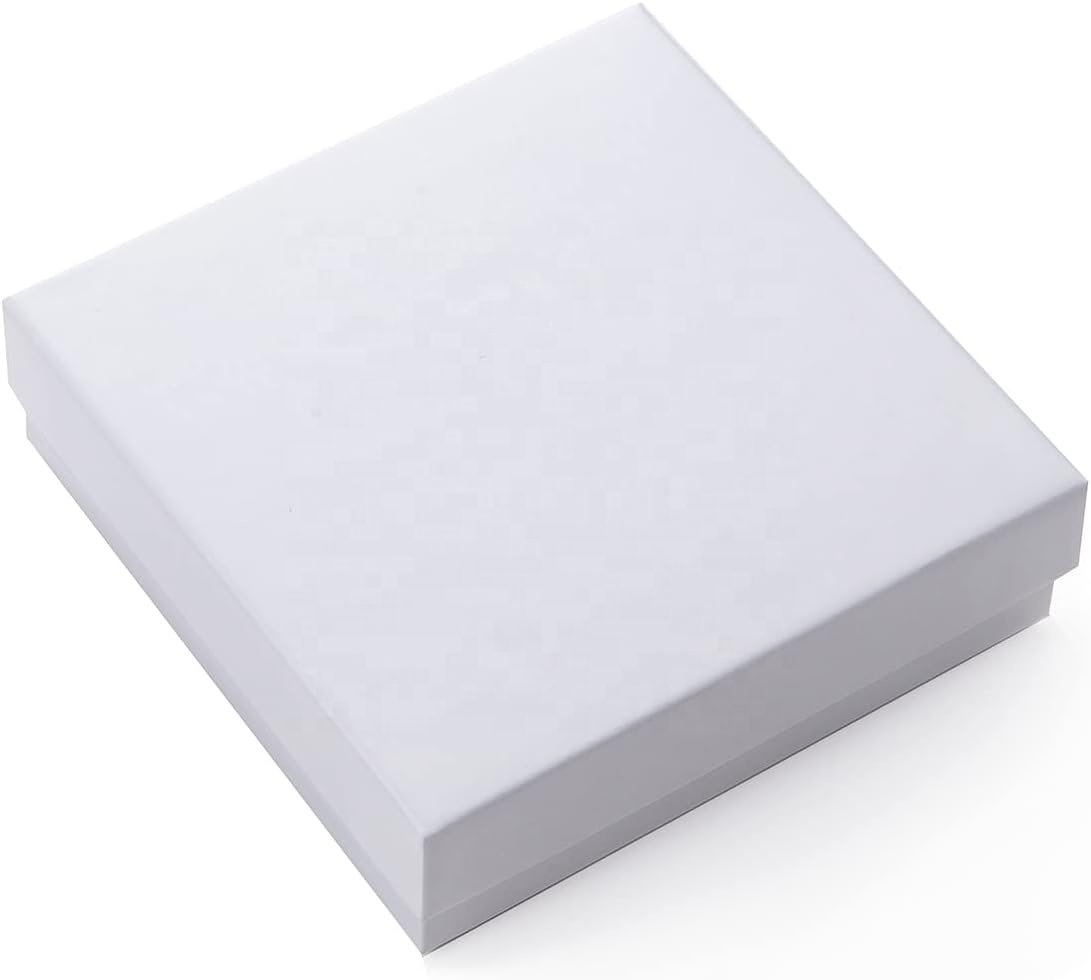 Custom White Cardboard Paper Box Kraft Paper Gift Box Jewelry Box With Lid And Cotton Filled