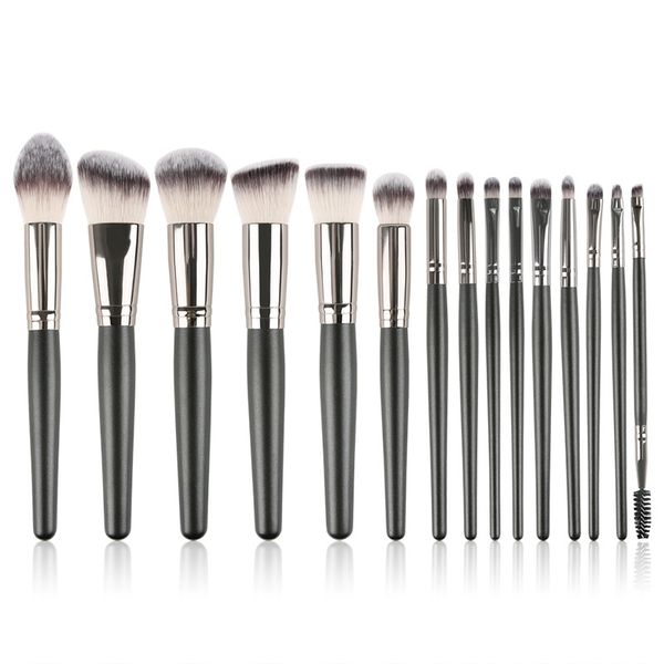No Brand 15 pcs Metal Support Makeup Super soft Powder Synthetic Hair Foundation Beauty Tools Makeup Brush Sets
