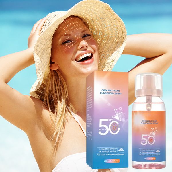 Manufacturer Customized Sunscreen Spray Spf 50 Anti Sweat Waterproof Lightweight Face Body Transparent Sunscreen Spray
