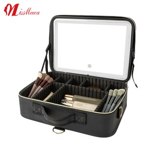 Big Black Small Eco Friendly Logo Quilted Leather Professional Waterproof Brushes Custom Makeup Bag Travel Case With Led Mirror