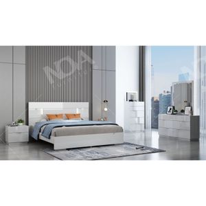 Home Luxury King Size High Gloss Lacquer Painting Bedroom Furniture Sets Modern Classic Bedroom Sets With Lighted Headboard