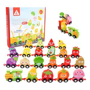 COMMIKI early education toy vegetables digital hook small train 6 months baby sensory toys stem building blocks assembly car