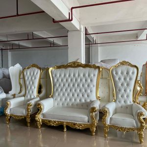 Factory Supplies Furniture New Style Living Room Royal Throne Sofa Gold Chair Wedding