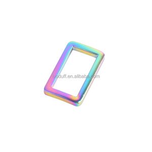 Ivoduff Rectangle Hardware For Bags Strap Metal Zinc Alloy Rainbow Handbag Flat Rectangle Ring