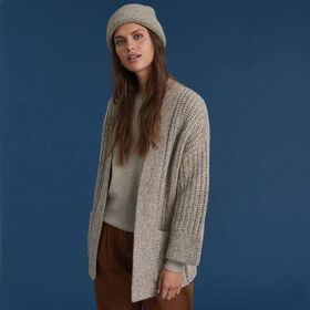Women Winter Rib Knit Cashmere Wool Thick Kimono Cardigan