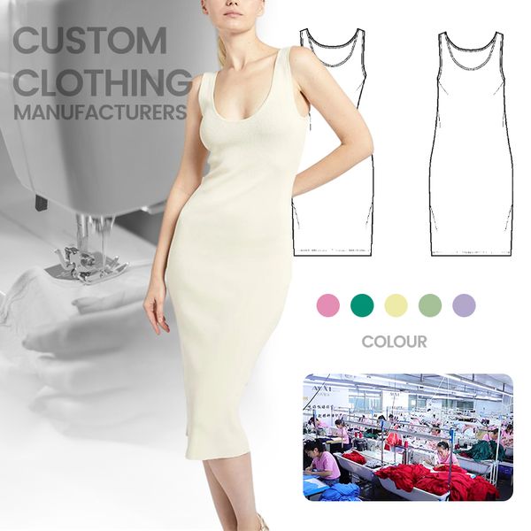 OEM vestidos 2024 custom clothing linen midi dress cropped modest boho black dresses elegant women linen dresses women summer