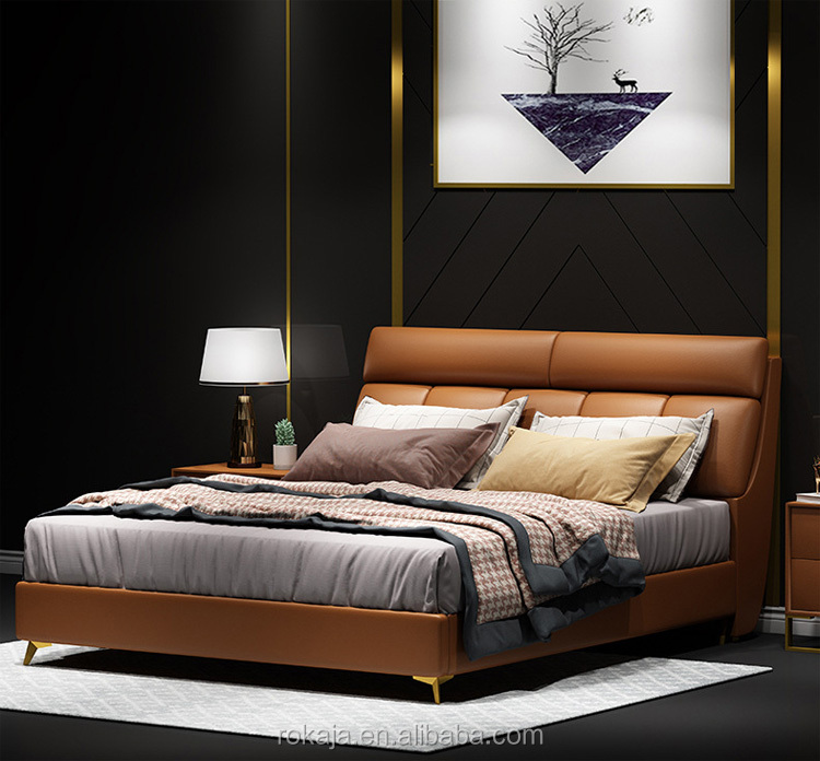 Bed Room Furniture Bedroom Set Sleeping Double Bedroom Beds With Storage Nordic Leather Master Bed