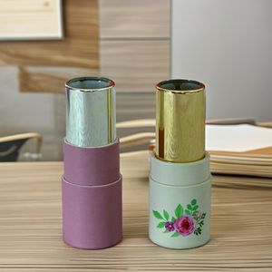 Eco-Friendly Mini Lip Gloss Tube Unique Pink Paper Empty Lipstick Container round Packaging for Cosmetics