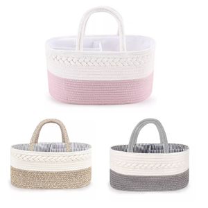 Baby Diaper Caddy Organizer Cotton Rope Diaper Storage Basket for Changing Table