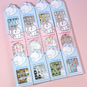 Custom Child Short False Nail Press on Nails Removable Children  Patches Reusable False Wearable Nail Art Kits for Kids