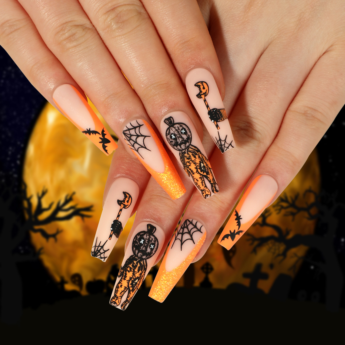 Hangzhou HWLH Technology Company Ltd. New Arrival Halloween Nails Matte Polished 24 pcs Long Fake Nails Press On Nails For Halloween Les faux ongles factory wholesale