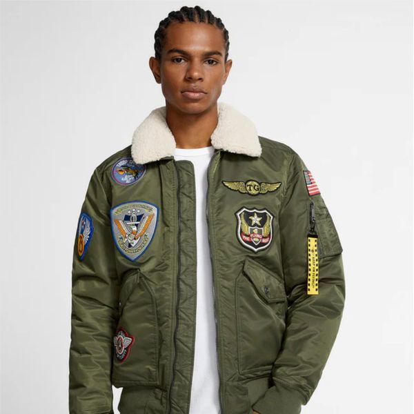 OEM Custom Men's Aviator Bomber Jacket with  Embroidered Patches  Premium Flight Jacket
