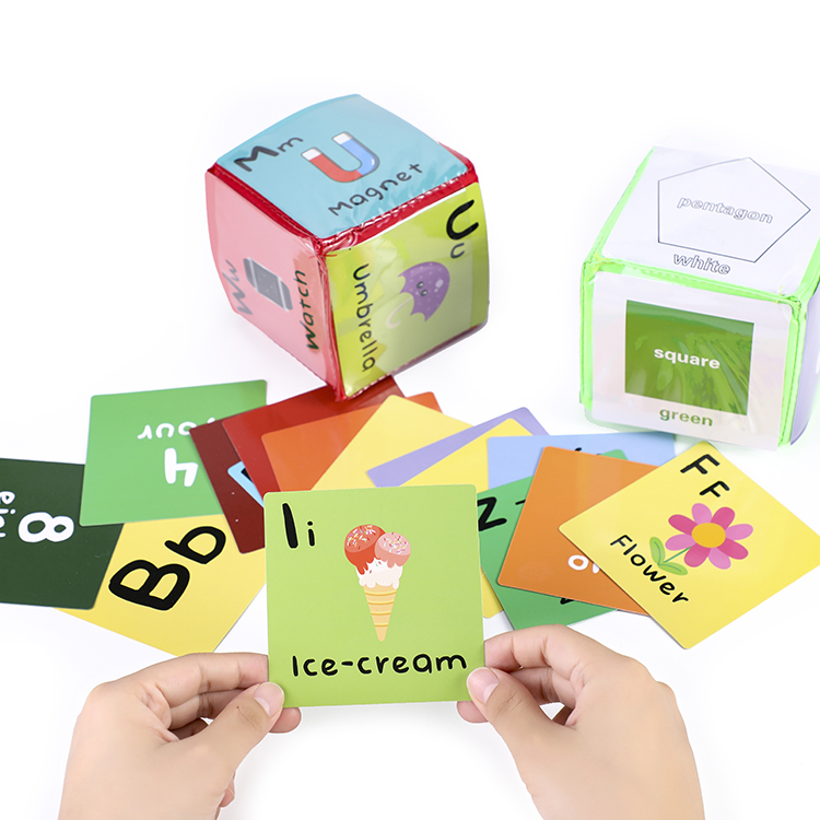 Cheap Custom Alphabet Dice Educational Cognitive Cards Parent-Child Interaction Kids Learning Toys Flash Card Readers