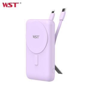 Customized Logo 10000mAh Wireless Charing Power Banks Dual Cable Type C Magnetic Powerbank External Battery Pack