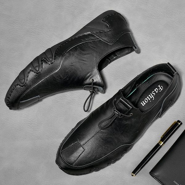 High quality comfortable men's casual shoes loafers genuine leather soft walking shoes for man