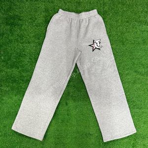 PT735 Custom Men's  Oversized Heavyweight Fleece Trackpants High Waist Casual Drawstring Flat Sweatpants with Embroidery