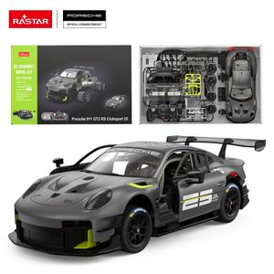 Rastar Hot sale 1:18 Porsche Licensed 911 76 pcs Building Kit sets with remote Control Car Toys Assembly Kit for Kid RC car Gift