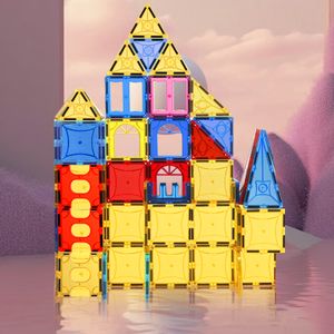 Poddypony Magnetic Tiles 52 PCS Magnetic Blocks 3D Building Blocks Construction Preschool Educational Toys for Kids