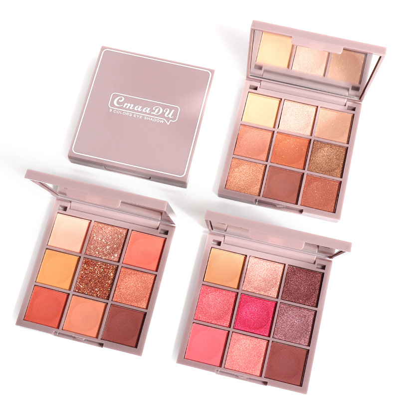 Henan Three Capable Trading Co., Ltd. 9-Color Shimmer Matte Eyeshadow Palette by CmaaDU - OEM Available Keyboard Fingertip Design Waterproof and High Pigmented