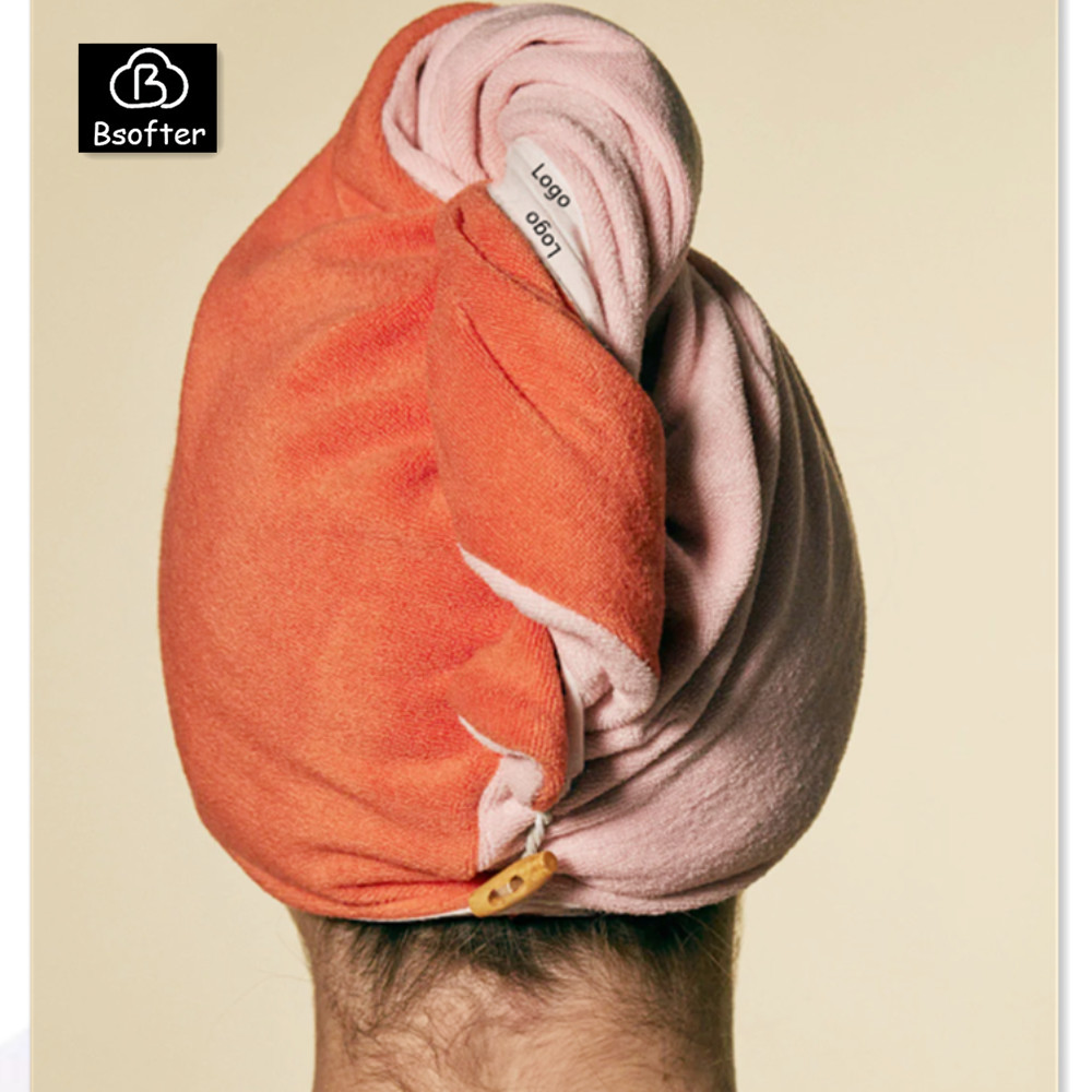 Zhejiang Shuran Textile Co., Ltd. New Two colors spliced Quick Dry Microfiber Hair Towel Absorbent Turban Wraps Hair Drying Towel for Women