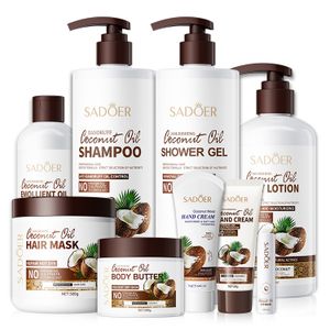 OEM SADOER private label wholesale coconut shower bath gel hair shampoo cleansing skin care moisturizing whitening body wash set