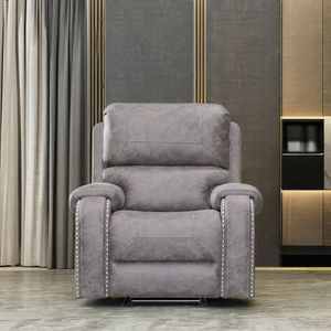 Modern Wood Frame Recliner Chair Set Genuine Leather Synthetic Leather Fabric Reclining Sofa Nail Arm Recliner Massage