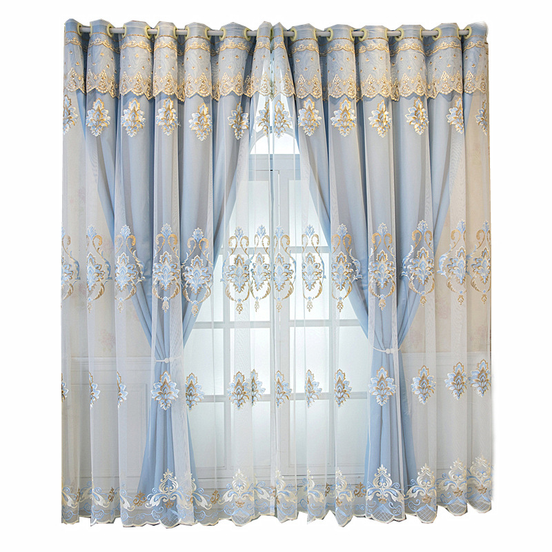 Zhuji Jinrui Knitting Textile Co., Ltd. European high-grade nailed bead applique embroidery shading House Home Curtains For Bedroom and living room