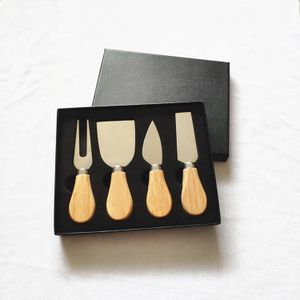 cheese knife stainless steel cheese knife set for cheese pizza with wood bamboo handle