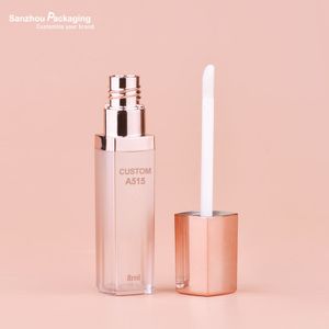 Luxury lip oil packaging gold lip gloss tube empty lipgloss tubes custom logo square lipmatte tube