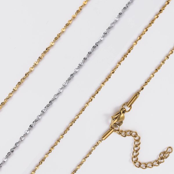 18K Gold Small Fresh Fairy Style Clavicle Stainless Steel Geometric Link Chain Bulk Necklace