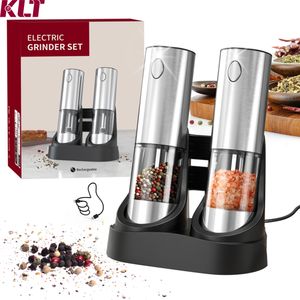 Kitchen Electric Adjustable Salt Pepper Grinder Rechargeable Pepper Grinder Automatic Salt And Pepper Grinder Set