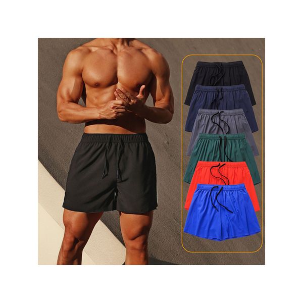 Fitness Men's running training quarter pants Casual fitness plus size quick dry double layer transport Sport shorts