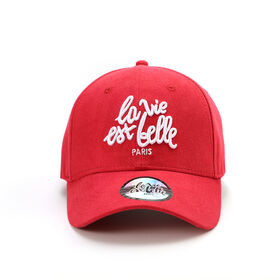 Atlantis Industry Group Co., Limited Suede Baseball Cap Men Women six panel Curved bill 6 panel golf caps custom embroidery LVB PARIS red OEM