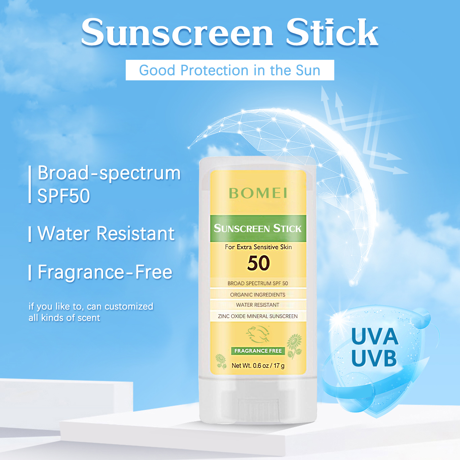 Water-resistant Fragrance-free Broad-spectrum SPF 50 Sunscreen Stick