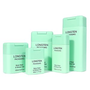 Wholesale Custom Cosmetic Body Wash Soap Plastic Bottle body Rectangle Hdpe Squeeze pump Shampoo Lotion Bottle with Flip Top Cap