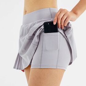 Pleated Solid Add Logo 2 in 1 Tennis Skirt With Pocket Women Quick Dry Workout Clothing Fitness Golf Wear Tennis Skirts