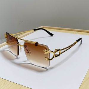 Hot Selling OEM 2023 Fashion Retro Vintage Double Bridge Leopard Unisex UV400 rimless sunglasses diamond cut for men