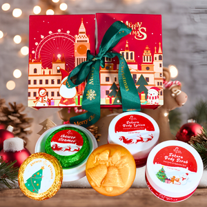 OEM Christmas Bath Gift Set Jasmine Scent Handmade Bathing Soap Body Lotion For Women and Men Exfoliating Scrub Shower Steamer